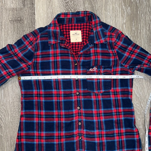 Hollister Red Blue Plaid Button Up Medium - Picture 5 of 6